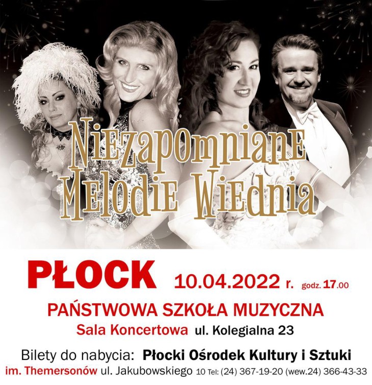 Trzy kobiety i jeden mężczyzna. Wszyscy ubrani elegancko.