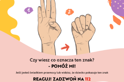 Międzynarodowy znak  zamykanej dłoni „Pomóż mi”. 