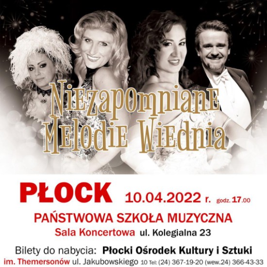 Trzy kobiety i jeden mężczyzna. Wszyscy ubrani elegancko.